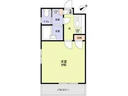 カスカータII(1K/3階)の間取り写真