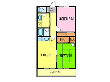 ハイクオリティ1(2DK/3階)の間取り写真