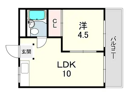 J-QUEEN西大物(1LDK/2階)の間取り写真