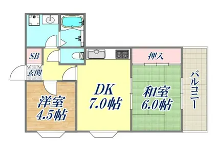 ニュージョイハイツ(2DK/3階)の間取り写真