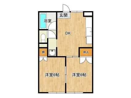 リベルテ翠川(2DK/1階)の間取り写真