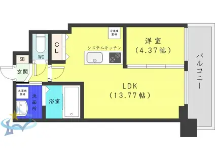 エンバシープレイス(1LDK/5階)の間取り写真