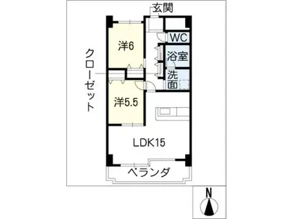 レジデンスタツミ(2LDK/1階)の間取り写真