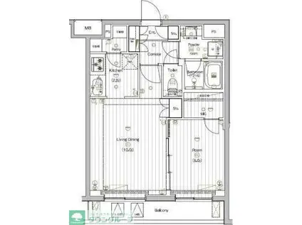THE PREMIUM CUBE G 大崎(1LDK/4階)の間取り写真