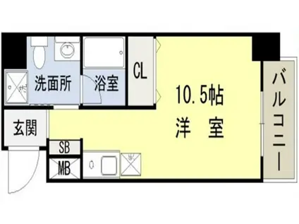 フレアコート北浜(ワンルーム/7階)の間取り写真