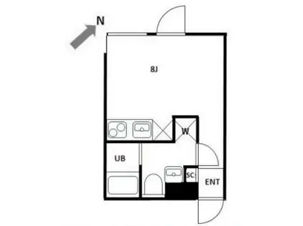 MUVA天王洲アイル(ワンルーム/2階)の間取り写真