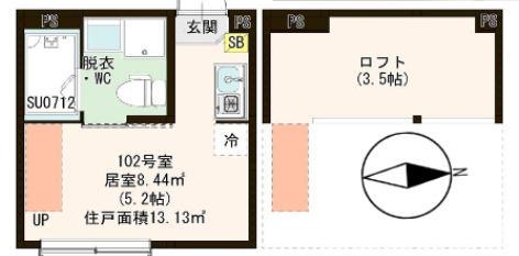 ハーモニーテラス北小岩XIV(ワンルーム/1階)の間取り写真