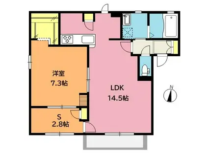 ポワール(1SLDK/1階)の間取り写真