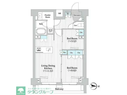 プレール・ドゥーク新宿ウエスト(2LDK/6階)の間取り写真