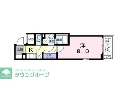 ジェイド(1K/4階)の間取り写真