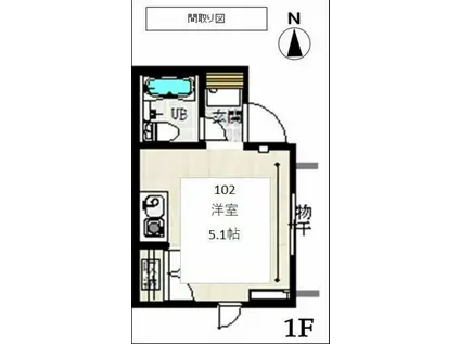 コーポ若葉(ワンルーム/1階)の間取り写真