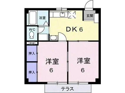 ニューシティー本間(2DK/1階)の間取り写真