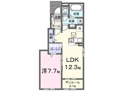 ヴィア ラッテアVI(1LDK/1階)の間取り写真