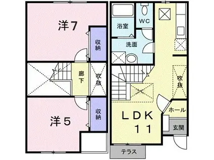 ネオクレストールA(2LDK/1階)の間取り写真