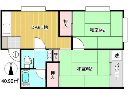 エンゼルハイム(2DK/2階)の間取り写真