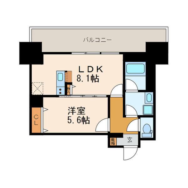 プレミアムコート葵(1LDK/11階)の間取り写真