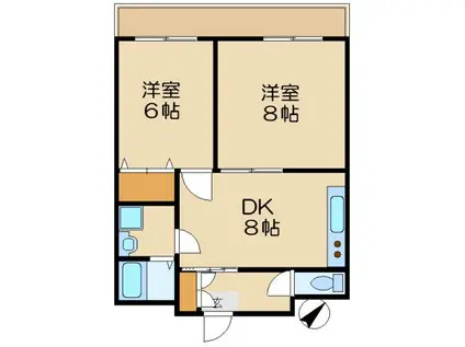 パークサイド安達(2DK/2階)の間取り写真