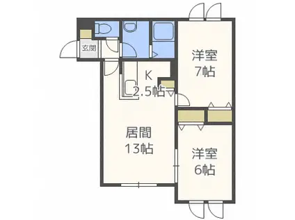CUBE A棟(2LDK/3階)の間取り写真