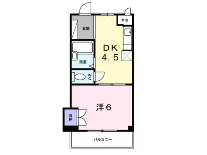 イエストプレイス(1DK/1階)の間取り写真