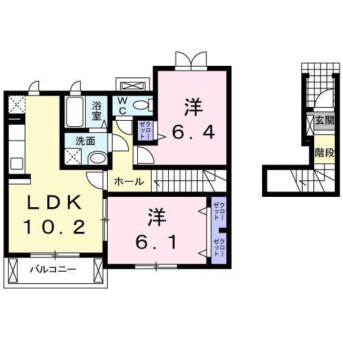 サニーホームズ(2LDK/2階)の間取り写真