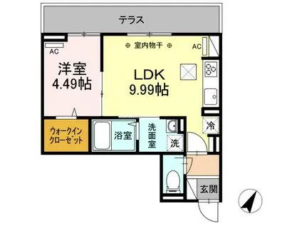 MONA(1LDK/1階)の間取り写真