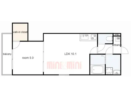 ジーメゾン明石林崎(1LDK/3階)の間取り写真
