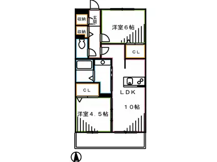 ラ・ルーチェ(2LDK/1階)の間取り写真