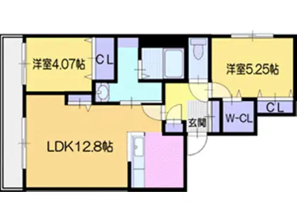 アルファスクエア花園5丁目(2LDK/4階)の間取り写真