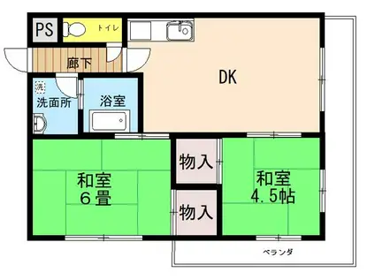サワーハイツK(2DK/1階)の間取り写真