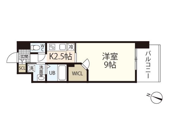 LASANTE観音本町(1K/7階)の間取り写真