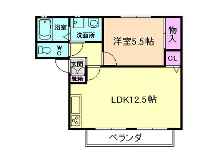 モダニティ室町(1LDK/1階)の間取り写真