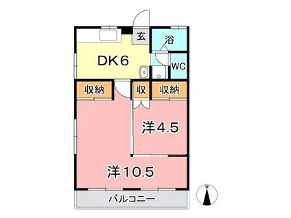 メイツ中庄(2DK/2階)の間取り写真