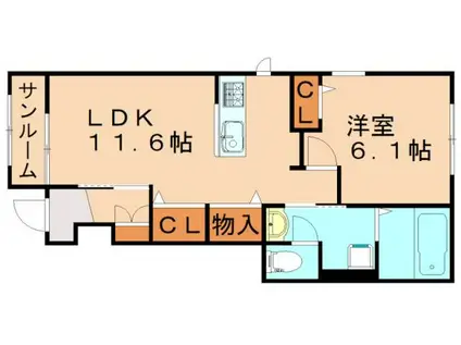 H.STYLE I(1LDK/1階)の間取り写真