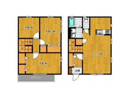 レトアメゾネット別府(3LDK/1階)の間取り写真