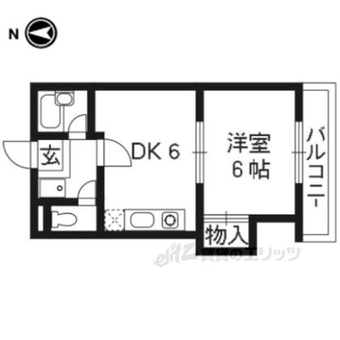 グリーン・ビレッジ(1DK/2階)の間取り写真