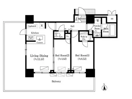 オアーゼ新宿西落合レジデンス(2LDK/4階)の間取り写真
