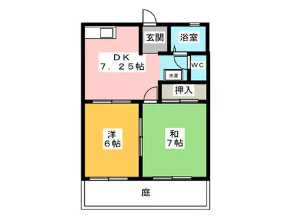 エステート月見C棟(2DK/2階)の間取り写真