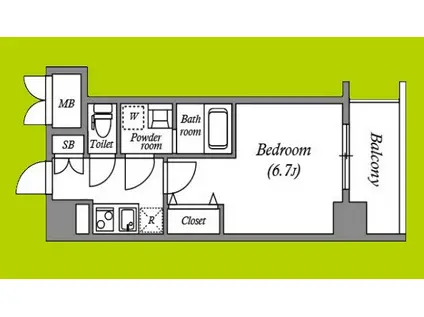 ワールドアイ難波CITY GATE(1K/3階)の間取り写真