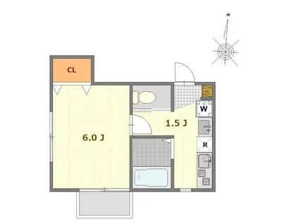 シャトーミレニア(1K/1階)の間取り写真