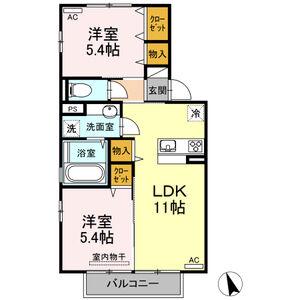 カルミア A棟(2LDK/2階)の間取り写真