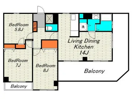 ラフィネシャンブル(3LDK/6階)の間取り写真