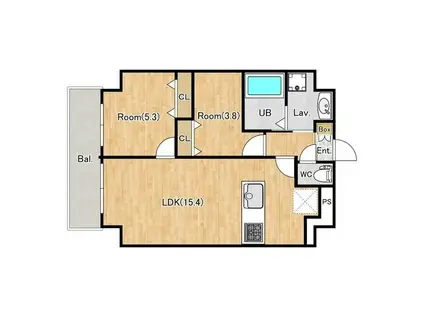 エクスフォート竜泉(1SLDK/2階)の間取り写真