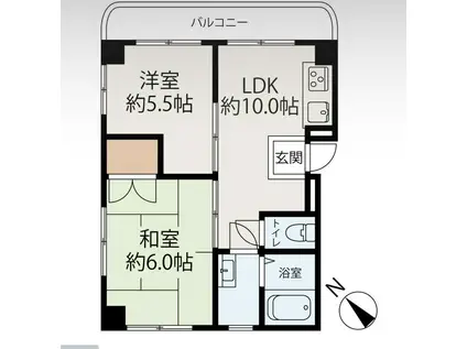 インベストメント星が丘(2LDK/3階)の間取り写真