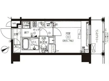 ZOOM上板橋(1K/7階)の間取り写真