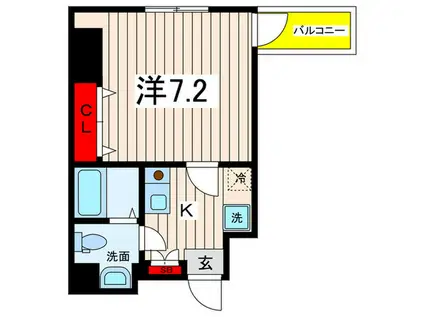 コンフォート両国(1K/2階)の間取り写真