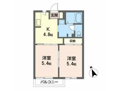 スターハウス(2K/2階)の間取り写真