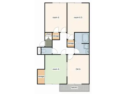 メナジュ夢 M棟(3DK/1階)の間取り写真