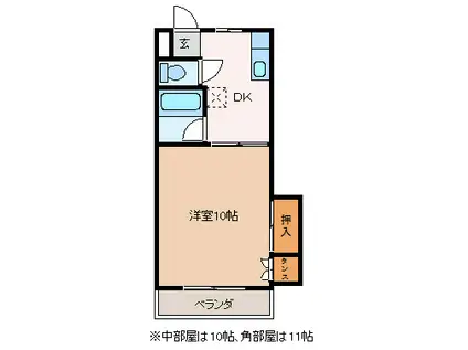 コーポヒカル(1DK/2階)の間取り写真