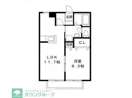 VIVACE(1LDK/2階)の間取り写真