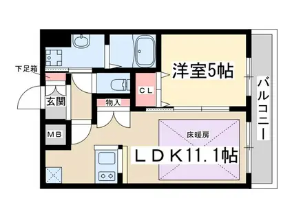 プレサンス大阪江坂(1LDK/8階)の間取り写真